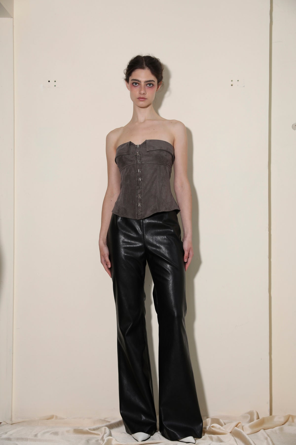 Necessary Ananke Chic Black Faux-Leather Flared Pants.