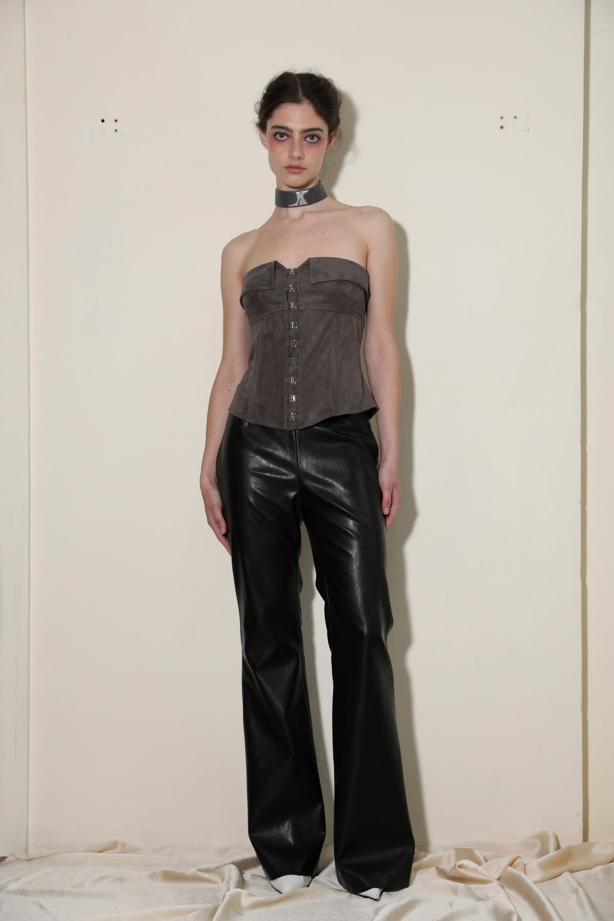 Necessary Ananke Chic Black Faux-Leather Flared Pants.