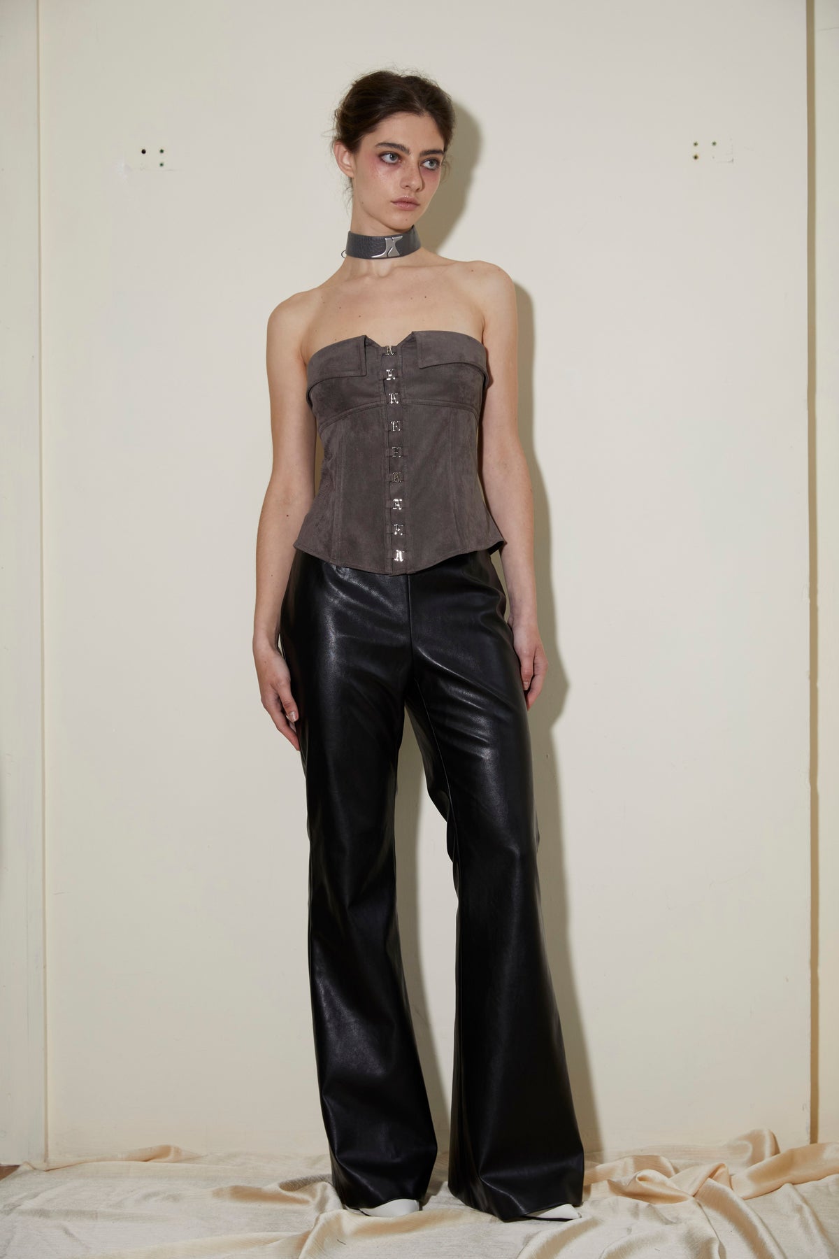 Necessary Ananke Chic Black Faux-Leather Flared Pants.