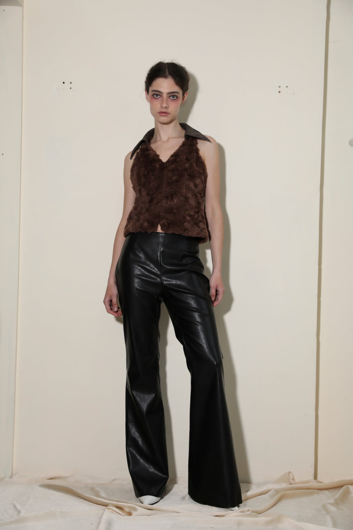 Necessary Ananke Faux Leather Collar Teddy Vest.