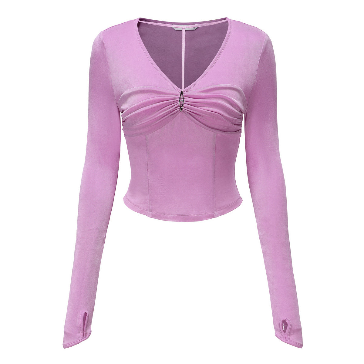 Necessary Ananke Twisted T-Neck Top in Pink.