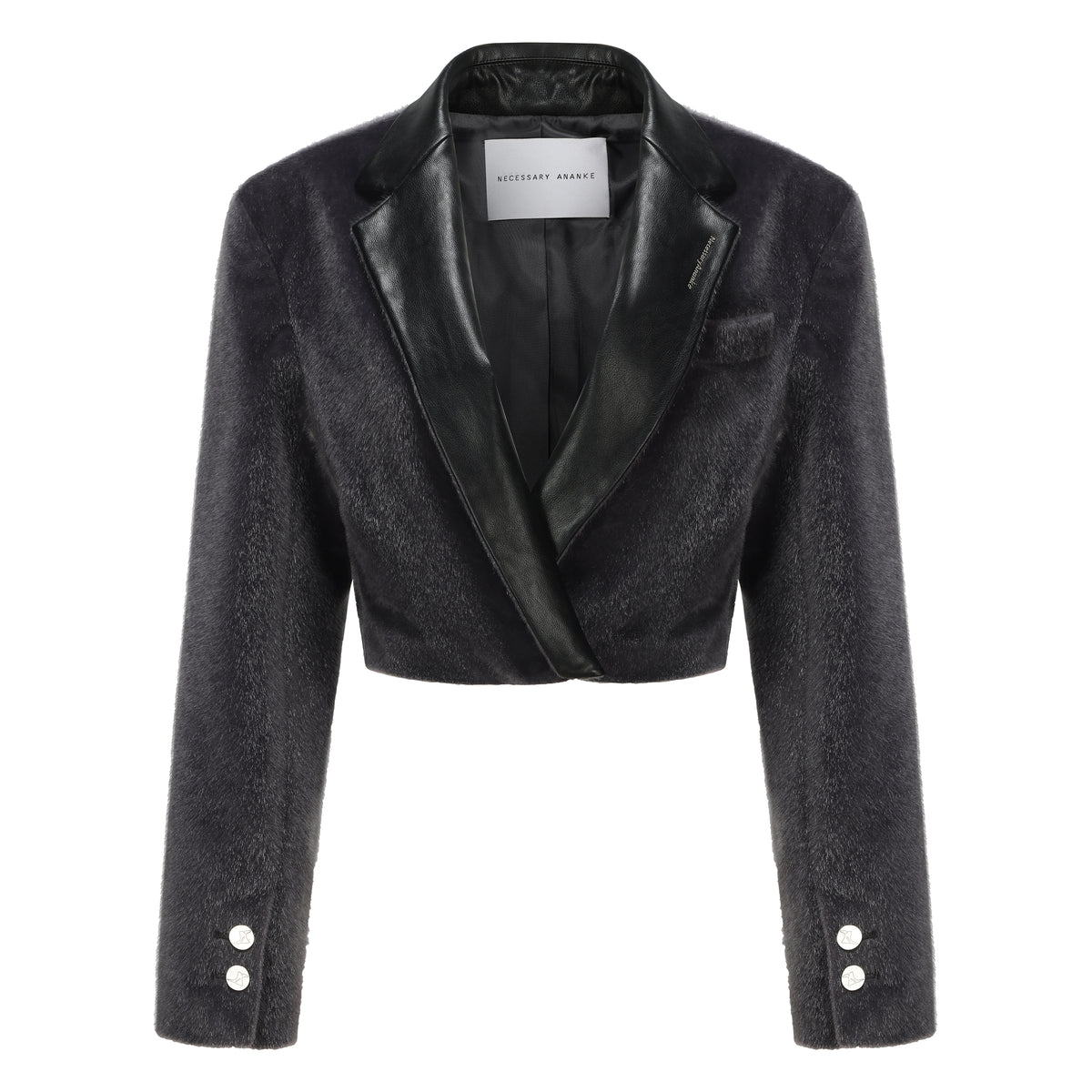 Necessary Ananke's Collar Fur Blazer in Black.