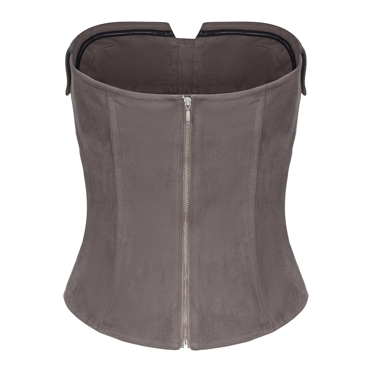 Necessary Ananke Suede Corset Top in Elegant Grey.