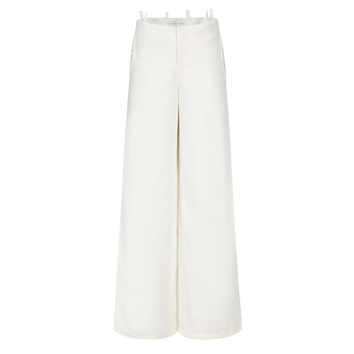 ecessary Ananke White Pleated Trousers with Leather Belt.