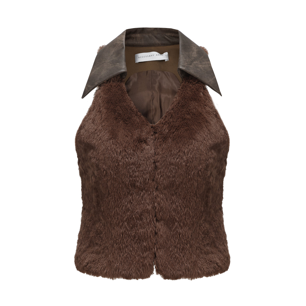 Necessary Ananke Faux Leather Collar Teddy Vest.